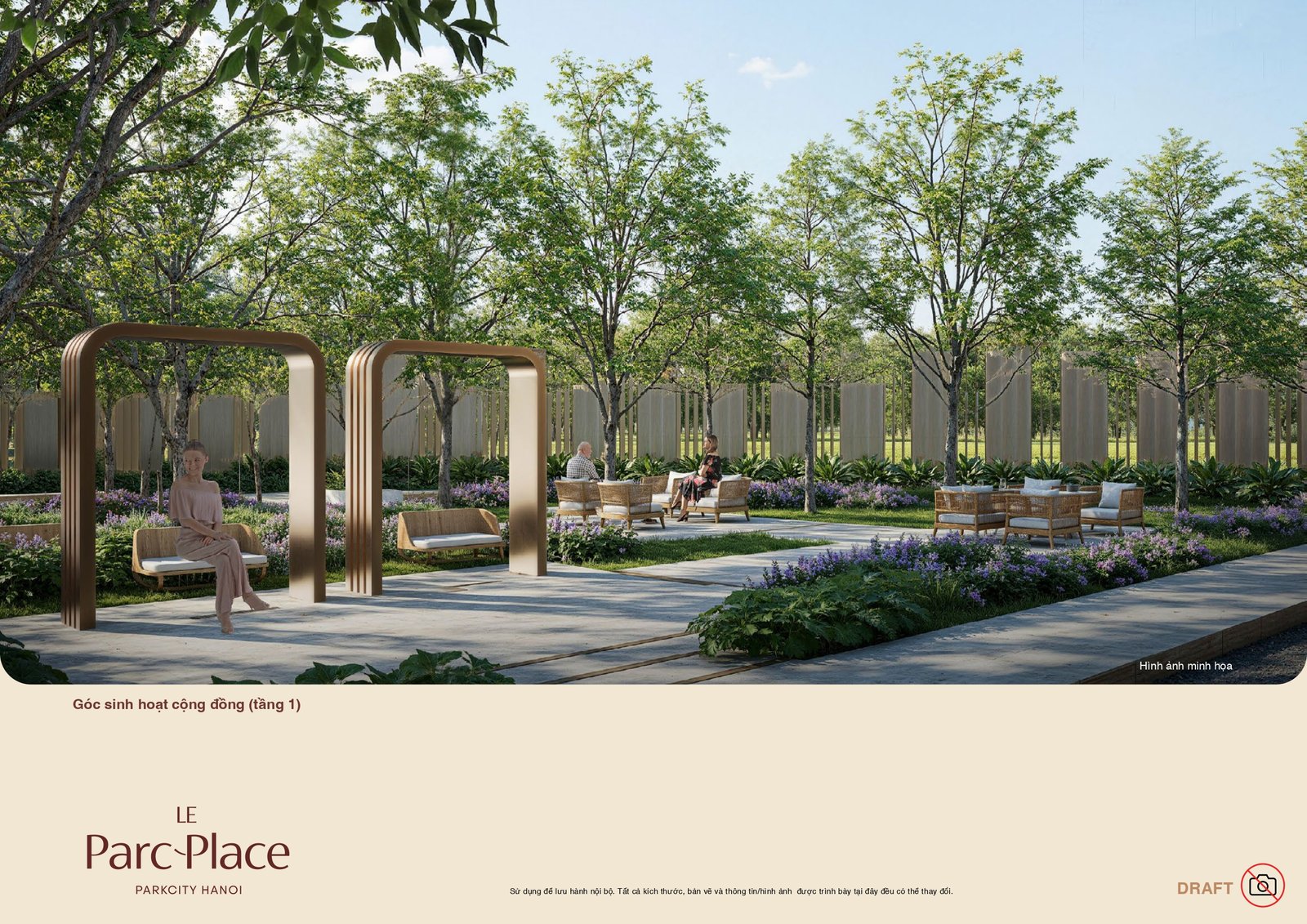 Góc sinh hoạt cộng đồng giữa cảnh quan xanh tại Le Parc Place