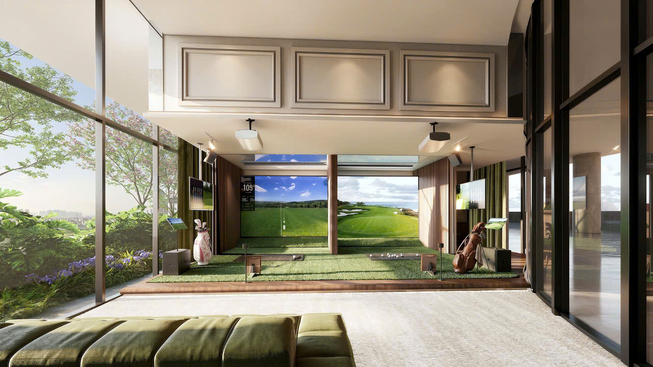 Phòng golf mô phỏng 3D với màn hình lớn