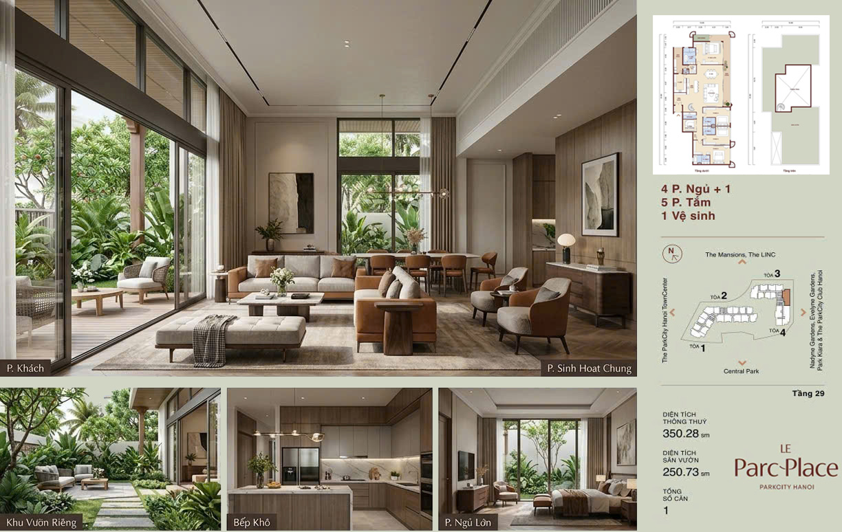 Nội thất căn hộ diện tích lớn Le Parc Place ParkCity Hà Nội