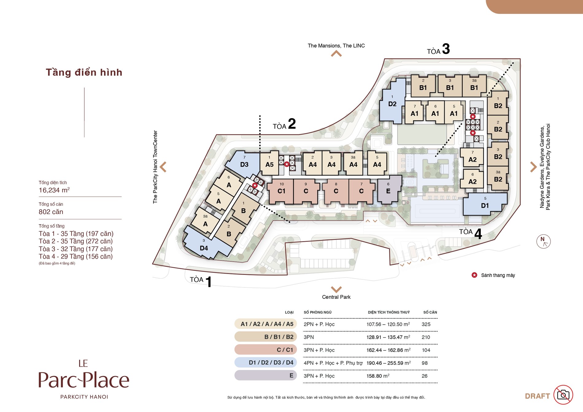 Mặt bằng tầng điển hình Le Parc Place