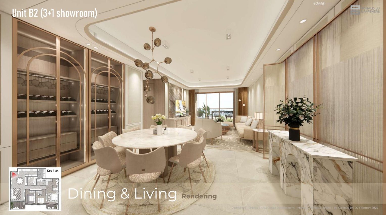 Nội thất bàn giao Le Parc Place - phòng khách và phòng ăn nhà mẫu phong cách Parisian
