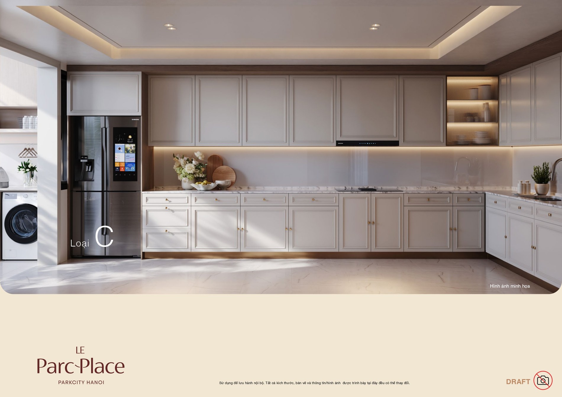Mặt bằng căn hộ loại C/C1 Le Parc Place — 3 phòng ngủ + 1, ~162m²