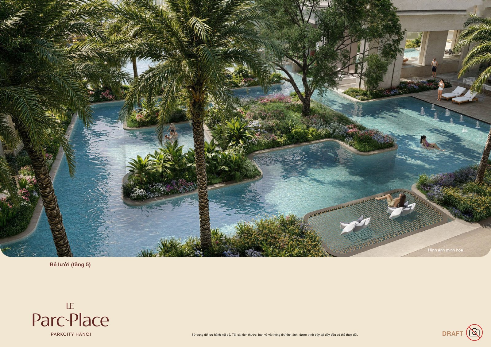 Bể lười thư giãn giữa vườn xanh tại Le Parc Place