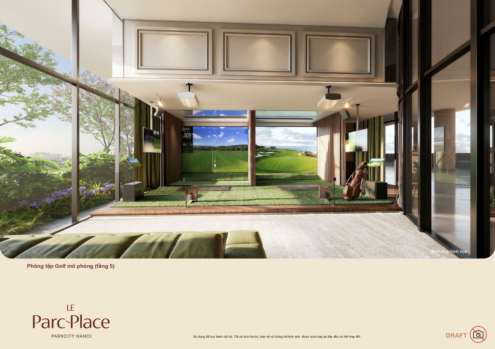 Phòng tập golf mô phỏng Golf Simulator tại Le Parc Place