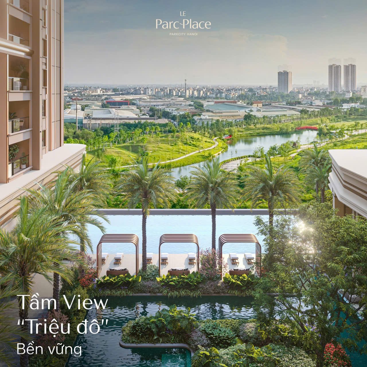 Căn hộ view công viên Le Parc Place ParkCity Hà Nội nhìn ra Central Park